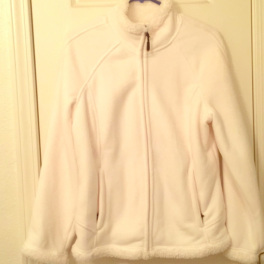 Ivory colored Soft fleece zip up coat